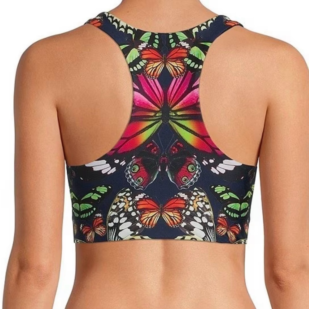 TEREZ Butterfly Print Scoop Neck Racerback Sports Bra Size XS - Picture 2 of 2